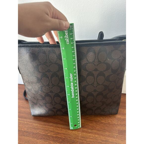 COACH F34938 Signature File Crossbody Leather Bag Brown Black CC No Hang Tag! - Picture 10 of 11